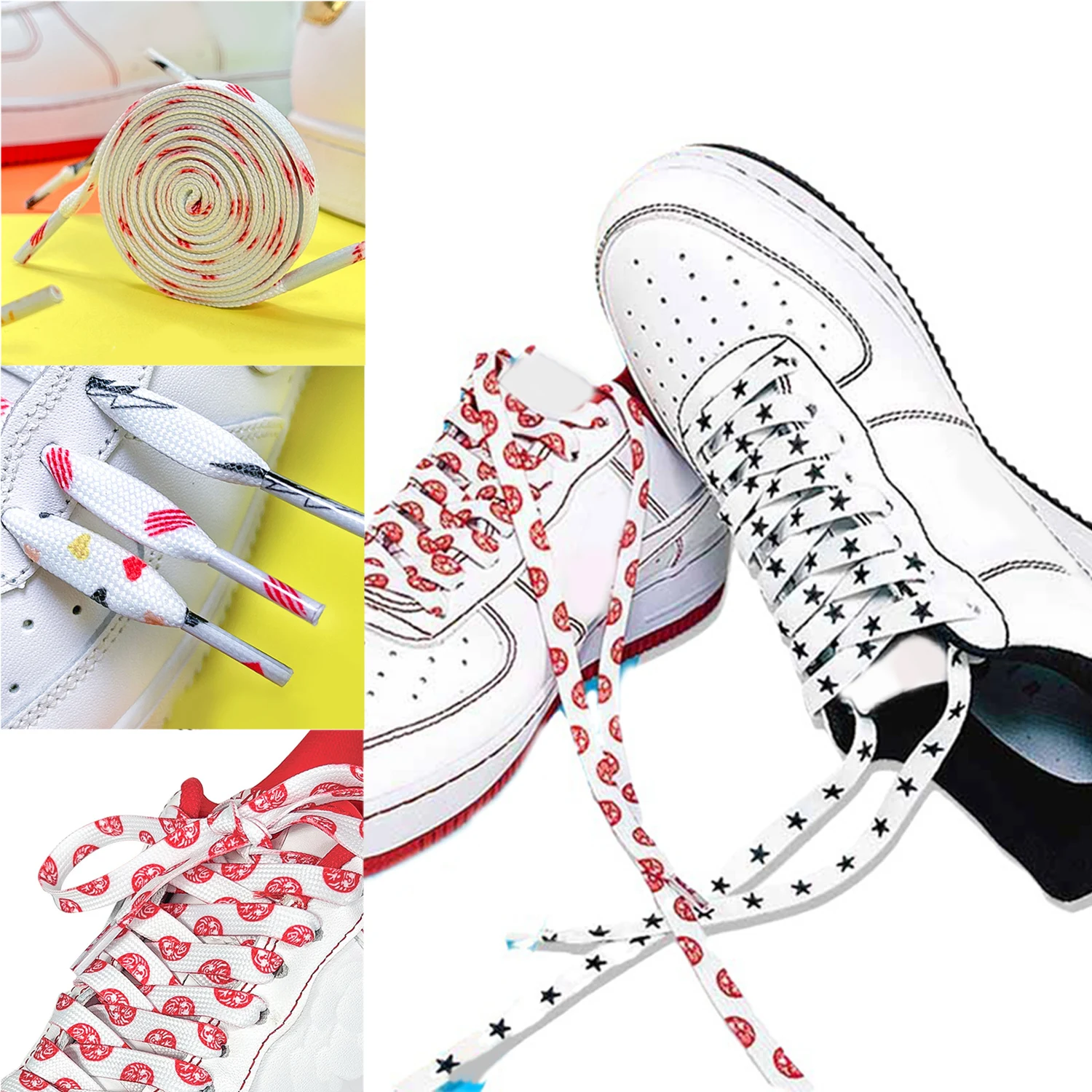 Fashion Weave Star Printing Shoelaces Men Women Trend Personality Sneakers Sport Casual Basketball Shoes Laces Dropship