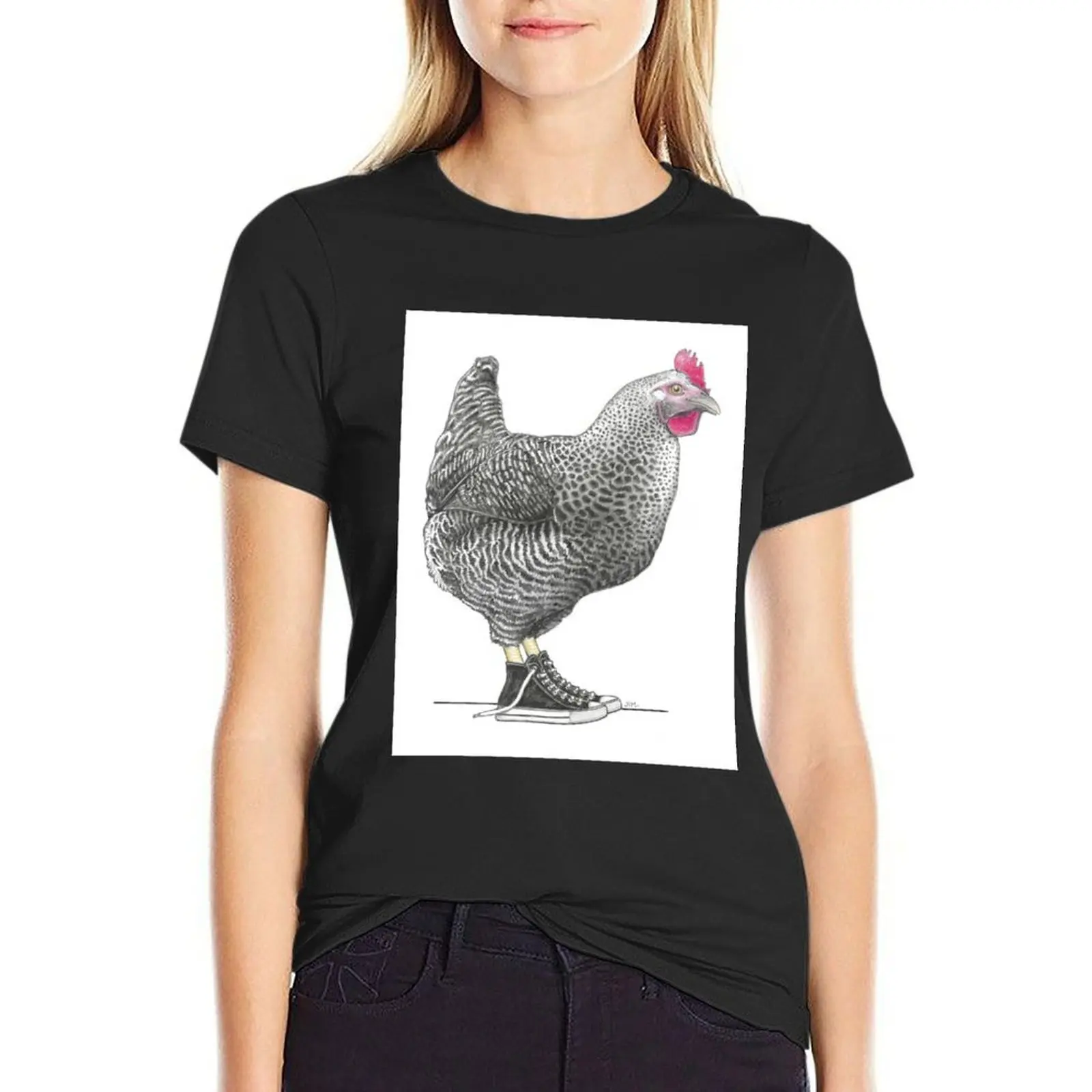 

Barred Rock Hen in High Tops T-Shirt sublime shirts graphic tees workout t shirts for Women