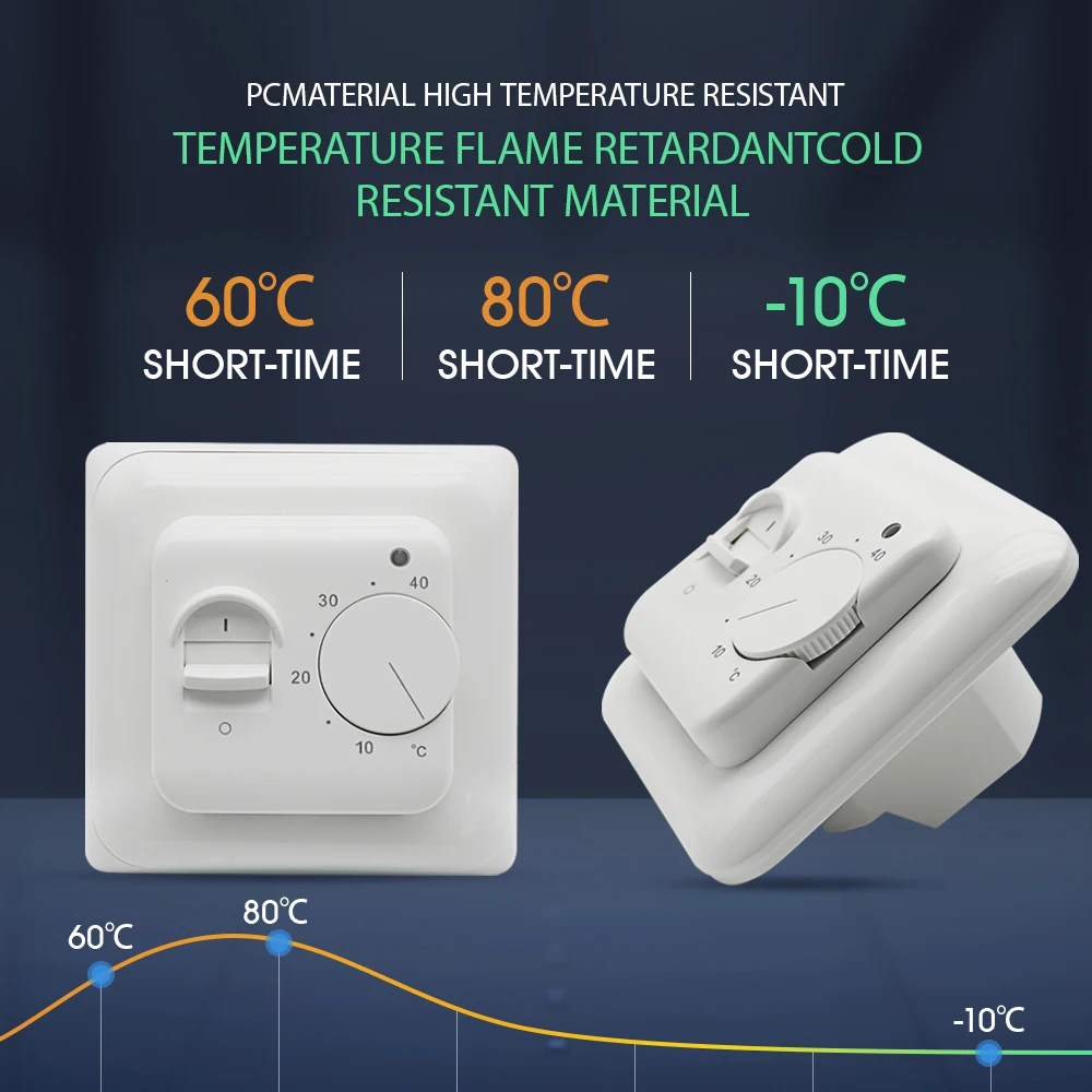 220V 16A Electric Floor Heating Room Thermostat Manual Floor Heating Cable Thermostat Temperature Controller Meter with Sensor