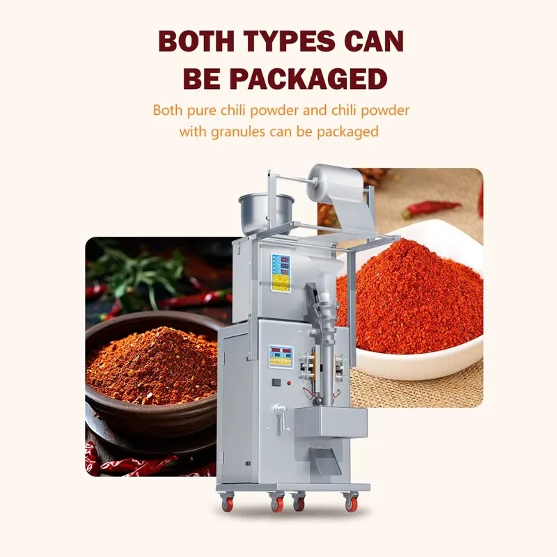 

Автоматическая машина для фасовки и упаковки мелких порционных пакетиков с перцем чили, приправами, солью и сахаром