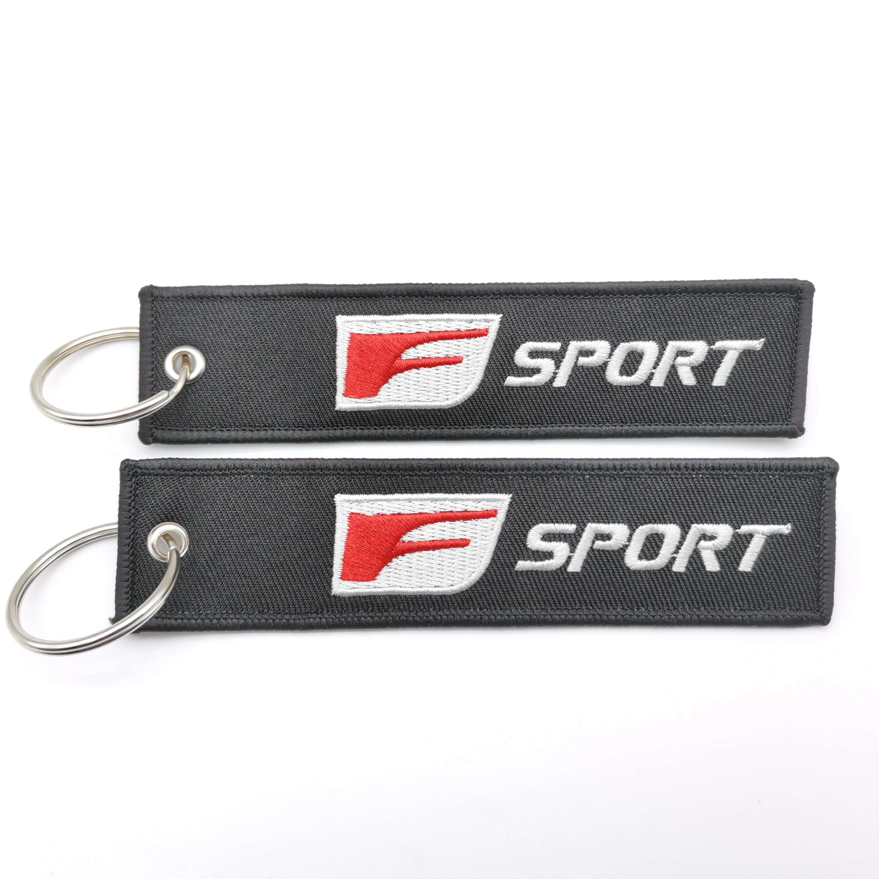 

JDM Style Racing Culture Fabric Double Logo Embroidery Car Auto Keychain Keyring Personality Fashion Cloth Key Tag Accessories