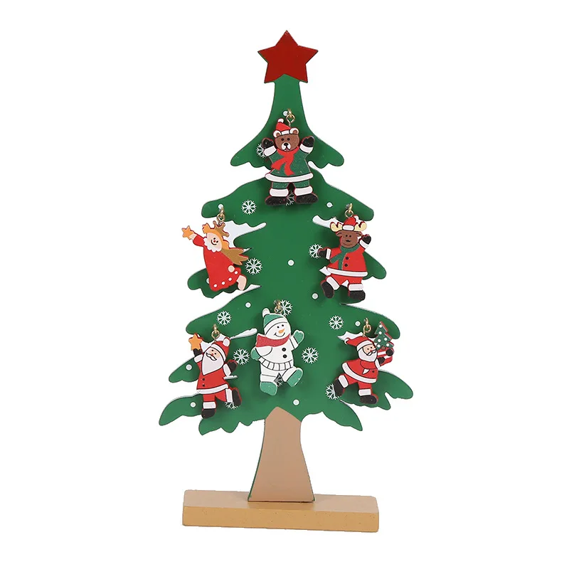 Christmas Tree Children\'s Handmade DIY Stereo Wooden Christmas Tree Scene Layout Christmas Decorations Ornaments Pendant