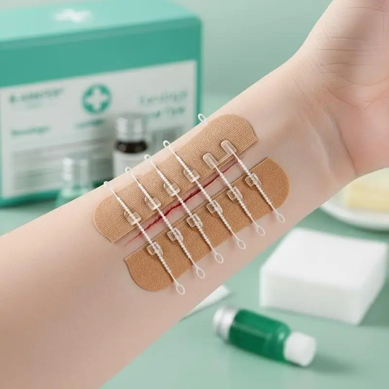 Zipper Tie Wound Closure Patch Sutureless Hemostatic Bandage for Immediate Stop Bleeding in Sports and Travel