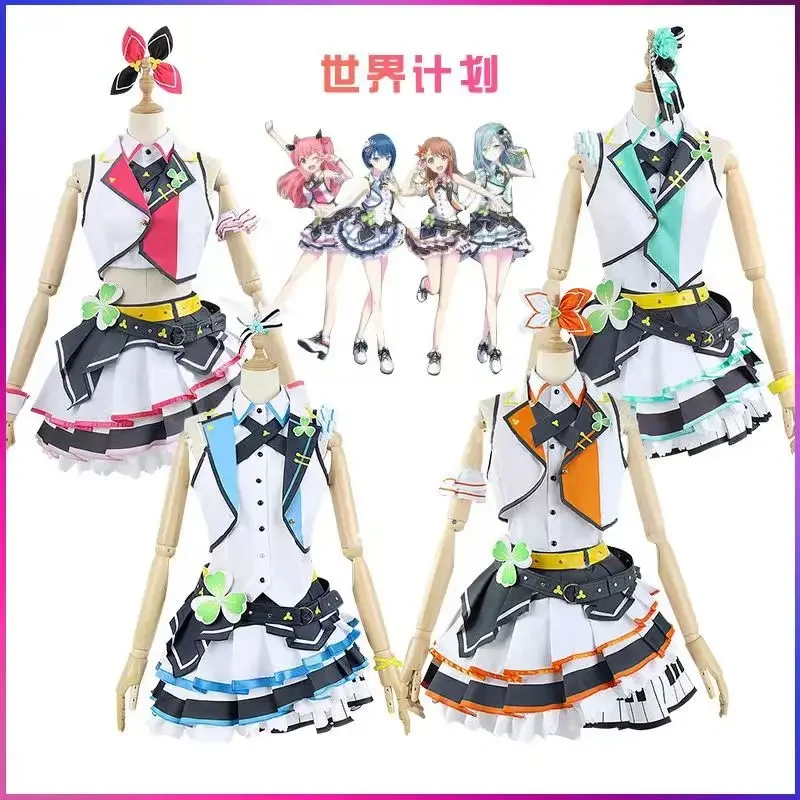 4 colori più JUMP Kiritani Haruka Hanasato Minori Momoi Airi Hinomori Shizuku Cosplay Anime Project Sekai Costume da palcoscenico colorato