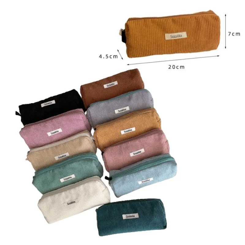 Corduroy Large-capacity Girl Pen Bag Creative Stationery Storage Bag Student Gift Pencil Box Stationery Organizer