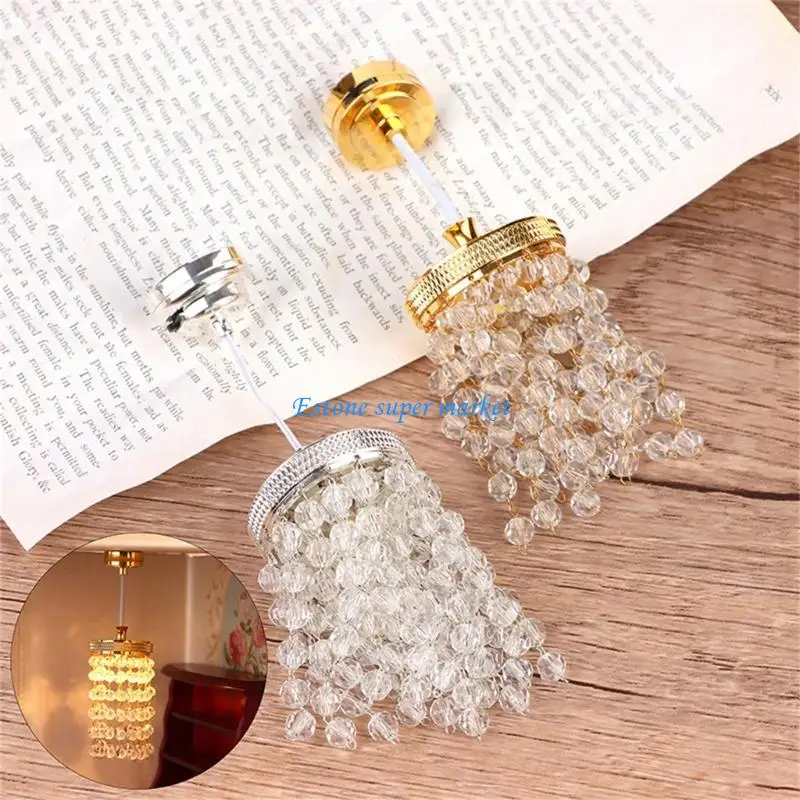 

090B Small Crystal Chandelier Figurine For Craft Model Project Doll House Accessories