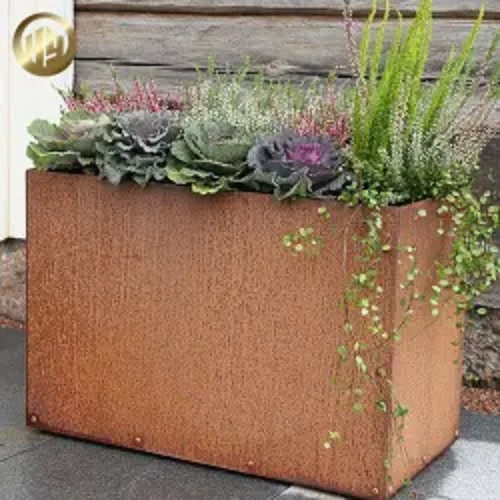 professional supply good quality metal corten steel big plants flowers rusty flower box  flower pot