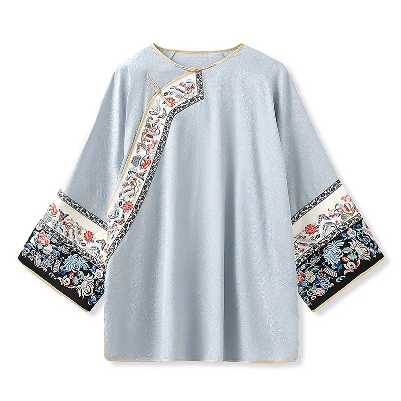 Nuovo cappotto in rayon jacquard cinese dell'industria pesante che unisce la luce di lusso senso allentato top donna