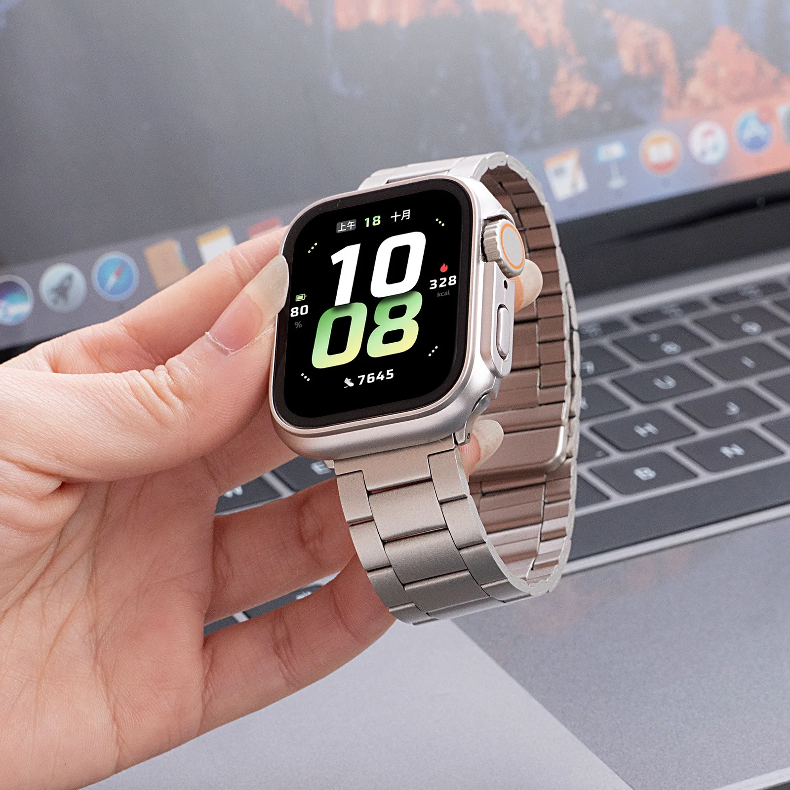 Three Beads Magnetic Slim Metal Straps for Apple Watch12th Generation 12 11 10 987654Ultra/SE