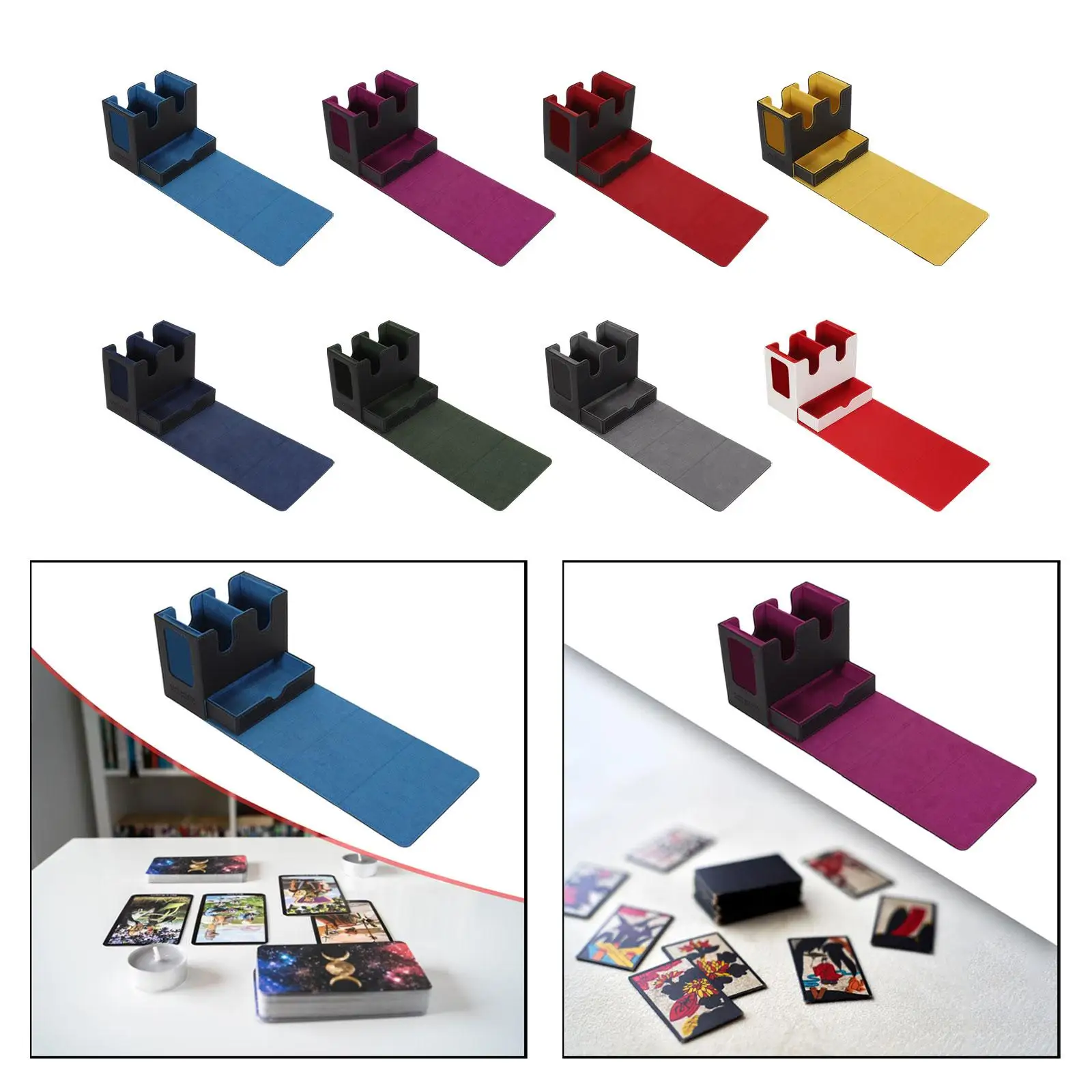 Trading Card Deck Box Board Game Card Box Organization Premium PU Leather Cards Protector Holds 260+ Cards for Trading Card TCG