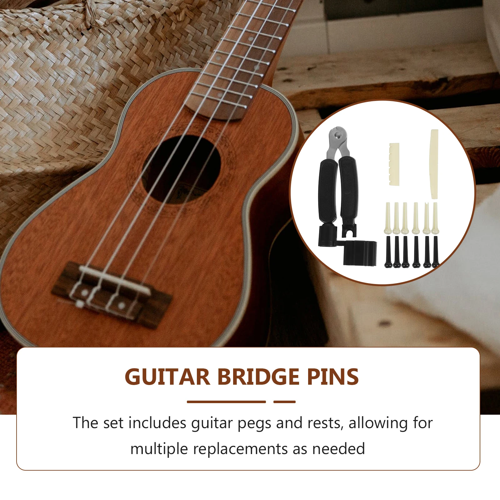 

1 set 1 Set Guitar Bridge Pins String Rests Winder Tool Kit For Acoustic Guitar Maintenance Replacement Parts Accessories