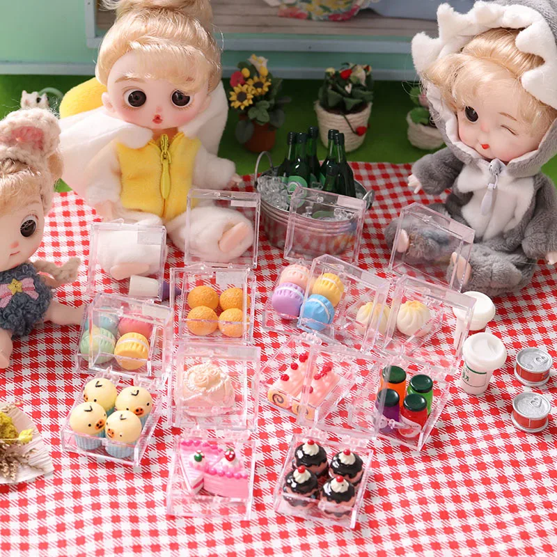 Dollhouse Mini Stuff Dessert Miniature Items Strawberry Cake Macaron Cake Shop Bakery Food Dolls House Accessories Dessert Shop