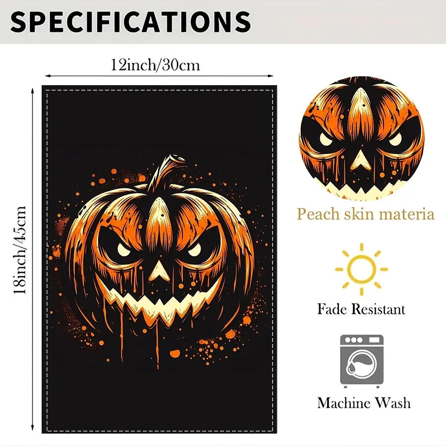 2D Flat - 2D Flat - 2D 1pc 2D Print Garden Flag 12 X 18In Halloween Pumpkin Head Garden Flag Peach Skin Double-Sided Welcome Flag Is Very Suitable for Outdoor Decoration of Gardens, Lawns, Courtyards, Homes, Outdoors, And Beaches