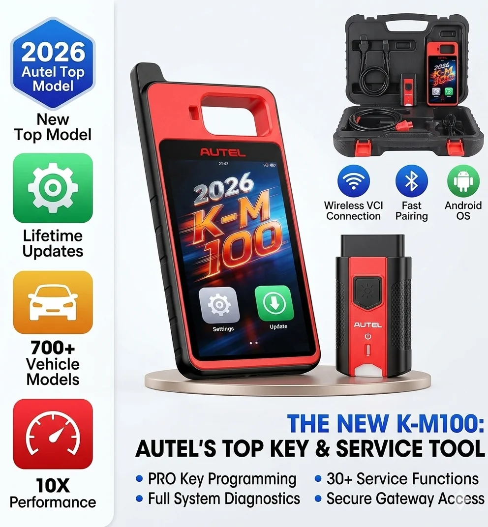 

2026 Newest Autel KM100E OBD2 Scanner: Wireless Car Diagnostic Tool, Lifetime Free Updates, AutoVIN, Android 9.0, 2+64GB, 5.5in