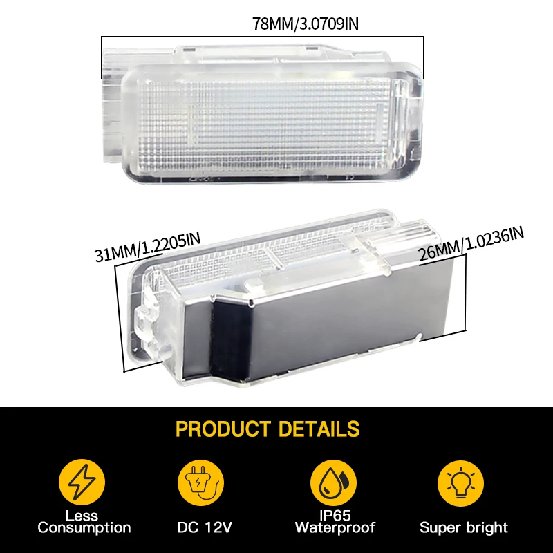 2PCS For Citroen C2 C3 C4 C5 X7 C6 C8 DS3 SAXO XANTIA II Peugeot 3008 206 208 308 1007 RCZ LED Trunk Interior Light Luggage Lamp