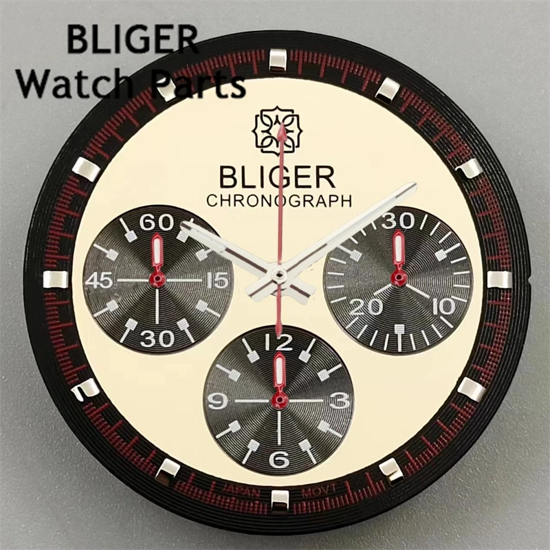 BLIGER 31.5mm VK63 Quartz movement Watch dial  Luminous hands  VK63 movements replacement accessories