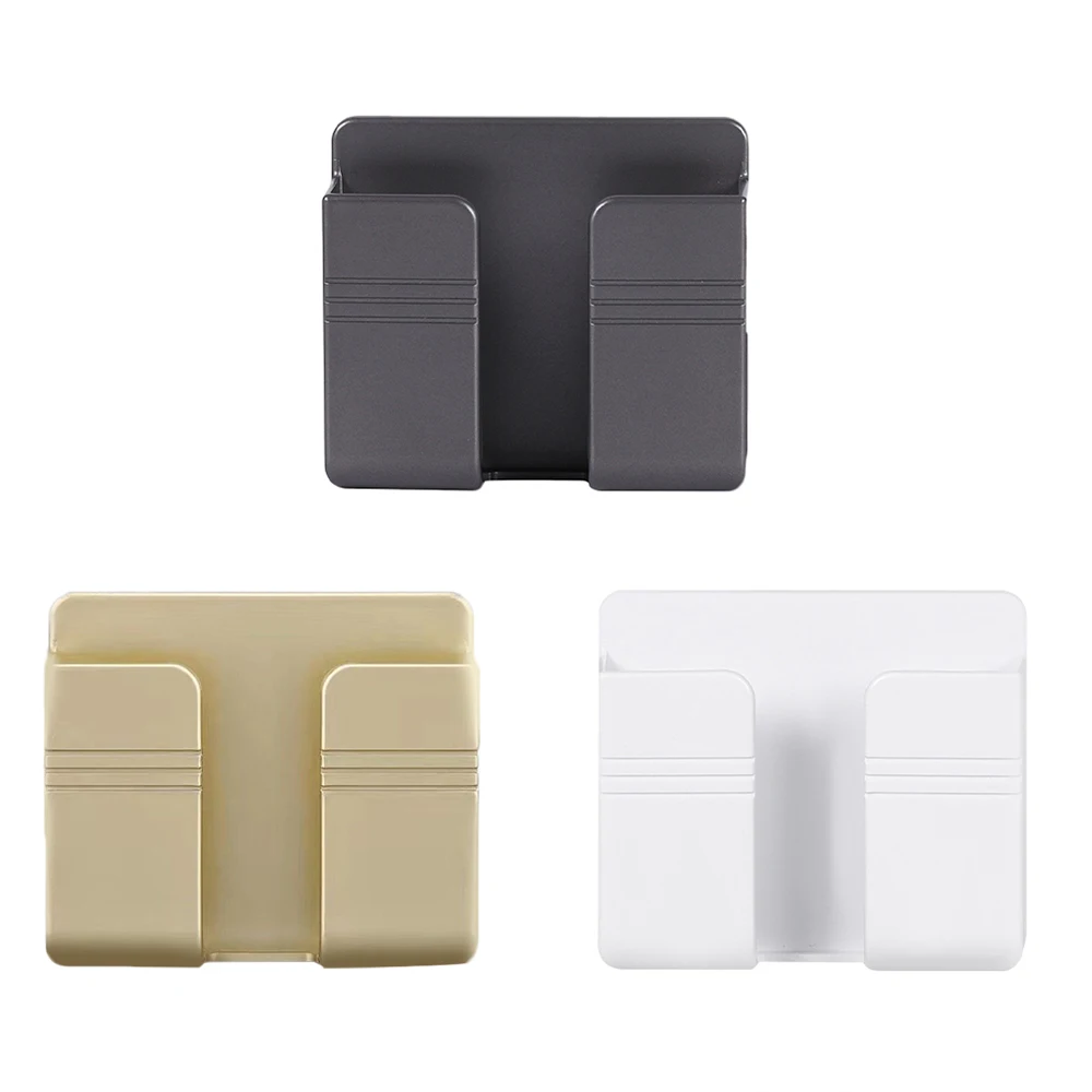 Wall Mount Phone Plug Holder Mobile Phone Charging Stand Air Conditioner TV Remote Control Storage Box Home Storage Holders Rack