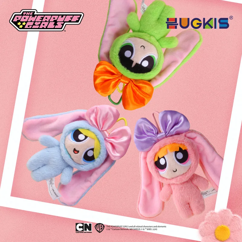 MINISO Genuine New Kawaii The Powerpuff Girls Season Plush Pendant Anime Blossom Bubbles Buttercup Doll Figure Keychain Gift Toy