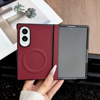 Skin Feel Carbon Fiber Leather Case for Samsung Galaxy Z Fold 8 Ultra 7 6 5 4 Magnetic…