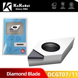 KaKarot-inserto de diamante DCGT070202 DCGT11T302, herramienta de molino de extremo de aleación de aluminio, CNC, torno de torneado de carburo CBN, DCGT 070204 11T304 PCD