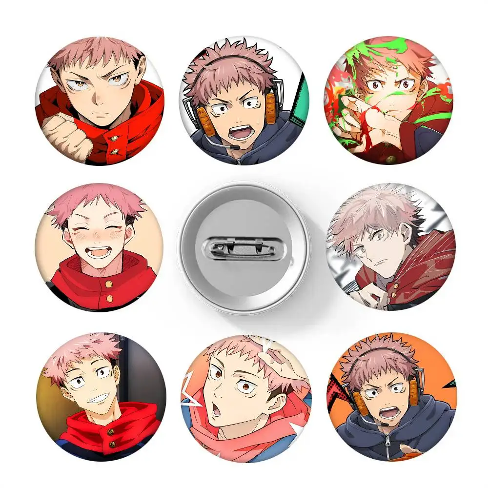 Anime Jujutsu Kaisen Itadori Yuuji Round Badge Creative Brooch Clothing Backpack Accessories Lapel Pin