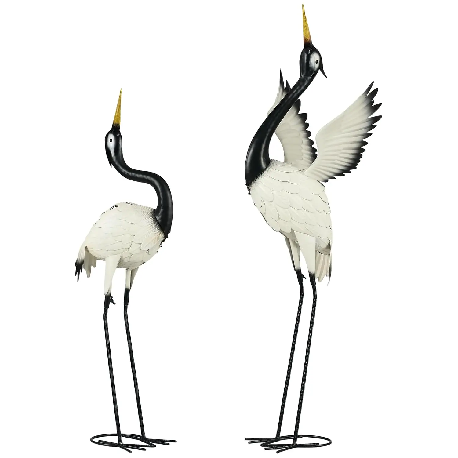 Set of 2 Metal Heron Garden Statues 35.5