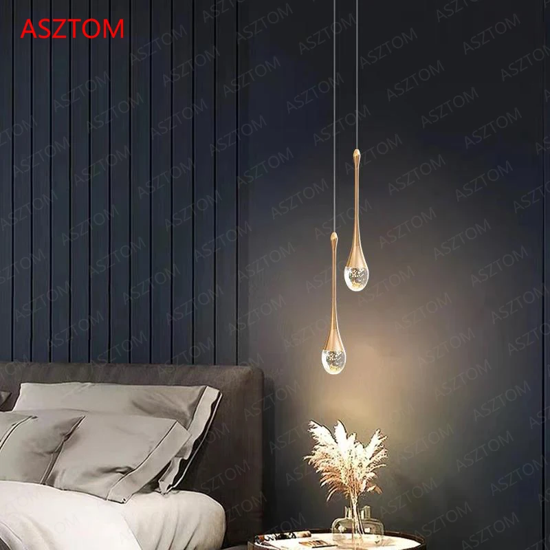 Modern LED Crystal Pendant Lights Double Head Hanging Lamp Home Decor Dining Room Bedroom Bar Cafe Drop Light