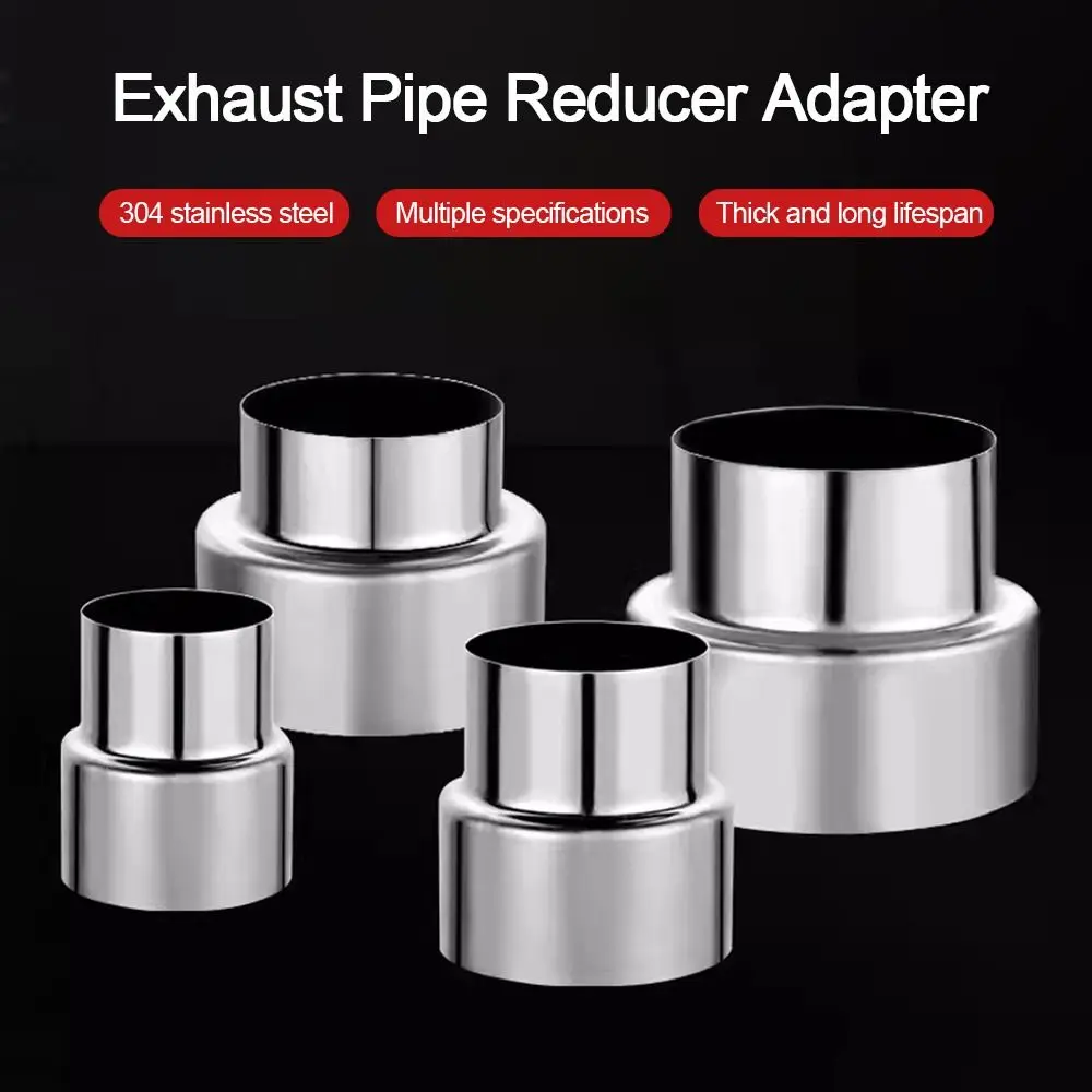 New Stainless Steel Exhaust Pipe Reducer Adapter Multiple Sizes Portable Ventilation Pipe Fittings Silver Ducting Connector