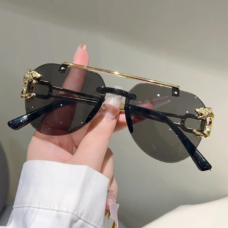 KAMMPT Randlose Pilot Sonnenbrille Männer Mode Vintage Gradienten Casual Shades Frauen Trendy Marke Design Outdoor Decor Sonnenbrille – Detail 5