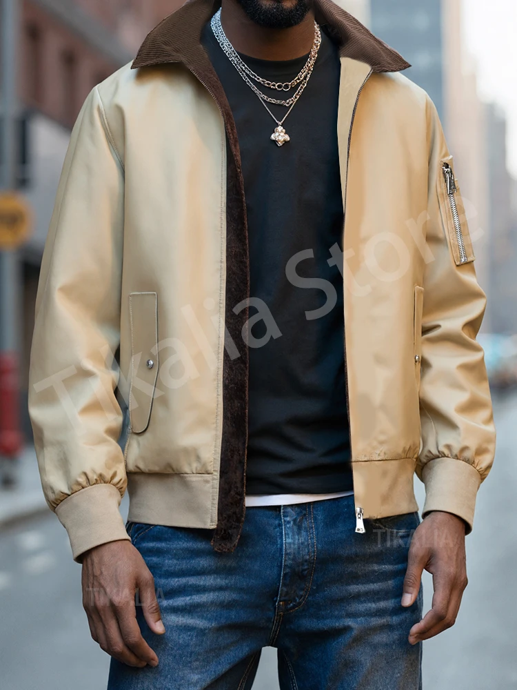 

Lightweight Jacket Men Vintage Turndown Collar Thin Spring and Autumn Casual Coats Men Daili Wear Plain Zip Up Jackets Outerwear