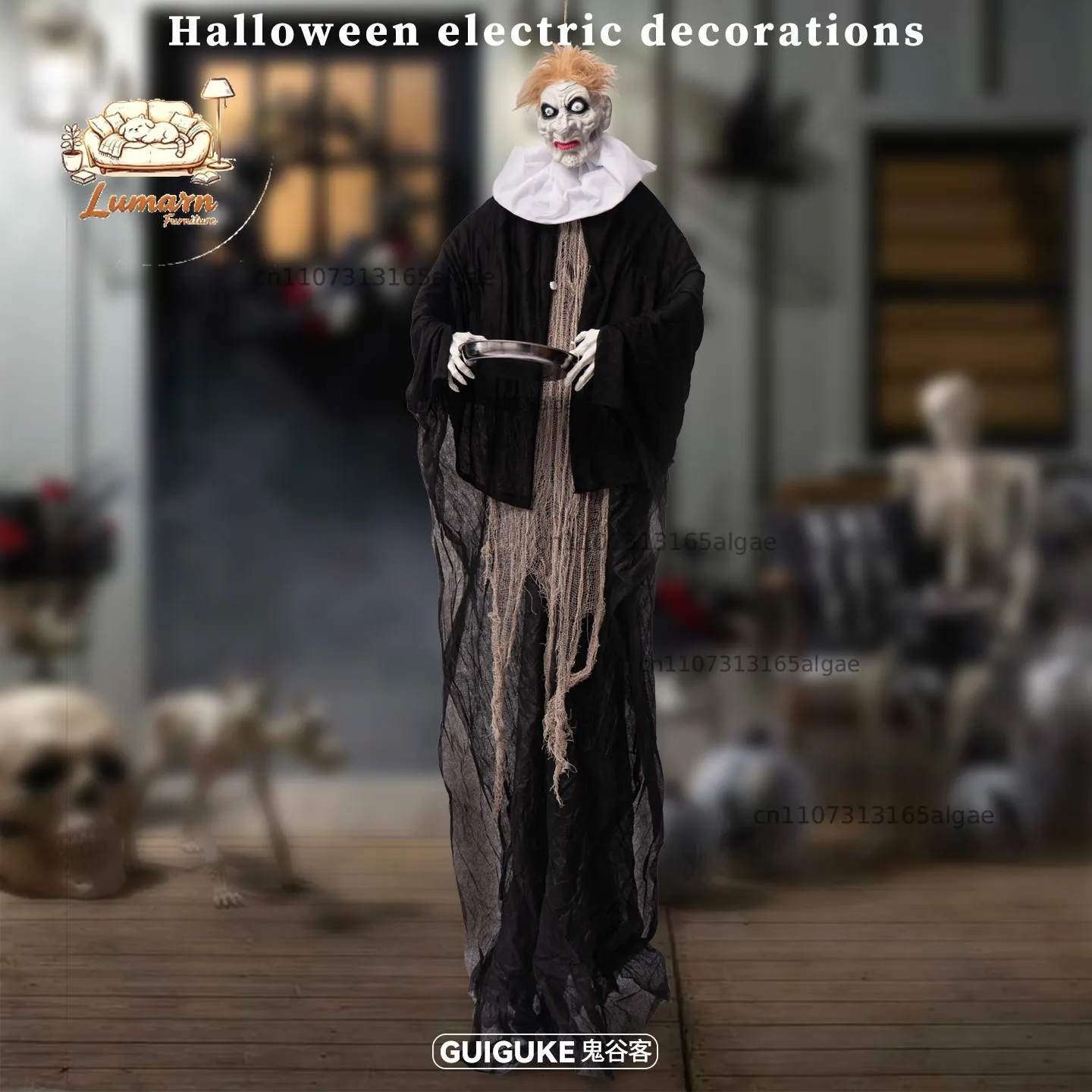 Halloween new electric end plate guard pendant haunted house horror vibration luminous hanging ghost