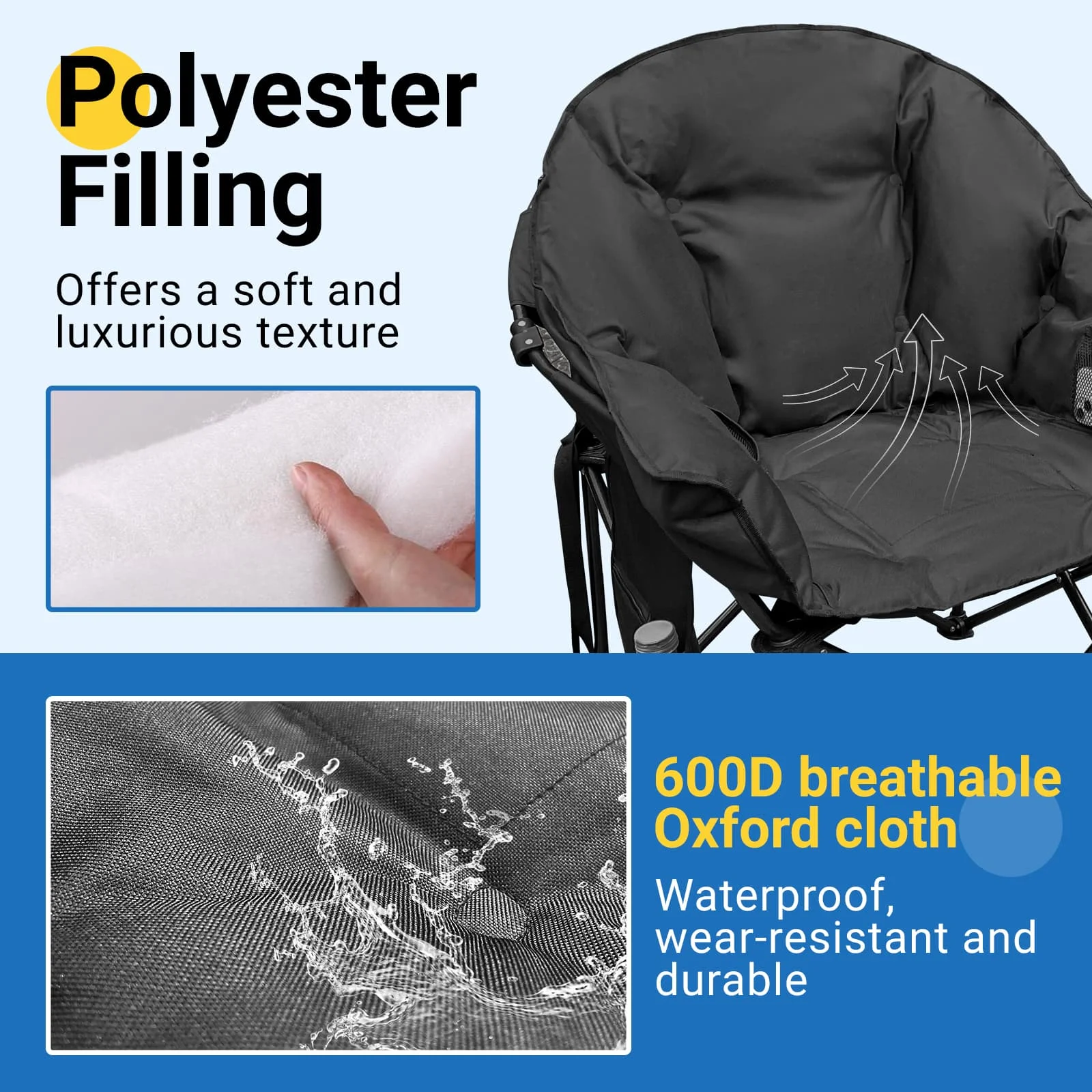 Portable Outdoor Camping Cloud Folding Chair Metal Workstation for Beach Hiking Travel for Home & Warehouse Use
