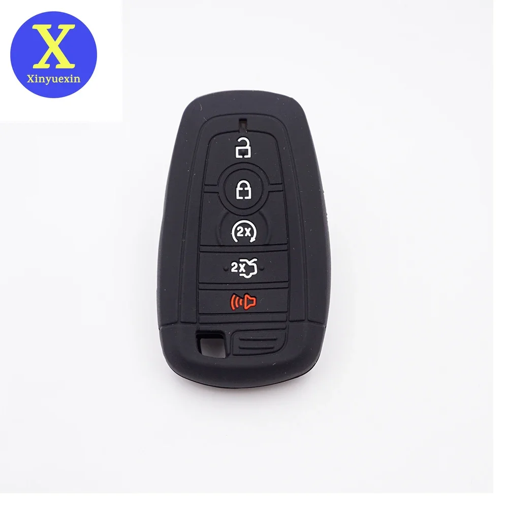 Xinyuexin Silicone Car Key Cover FOB Case for Ford 2017 Mondeo Edge Explorer Taurus Flex Escape Mustang Key Case Car-stying