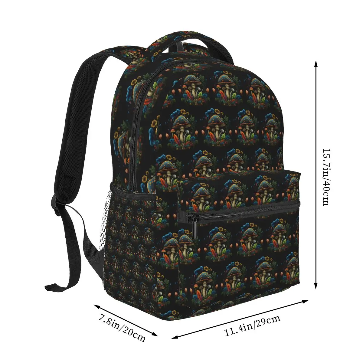 Shroom Dark Trippy Mushroom Student Backpack School Bag Hiking Travel Daypack for Men Women Fashion Bookbag Shoulder Bags