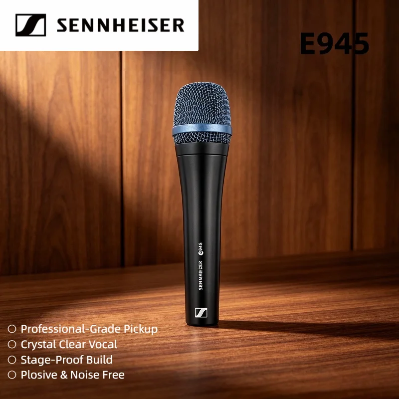 

Динамические микрофоны Sennheiser E945, двойной комплект, суперкардиоидные, для живого вокала, проводные, профессиональные, для сцены, для певцов, набор из 3 штук, премиум-класса
