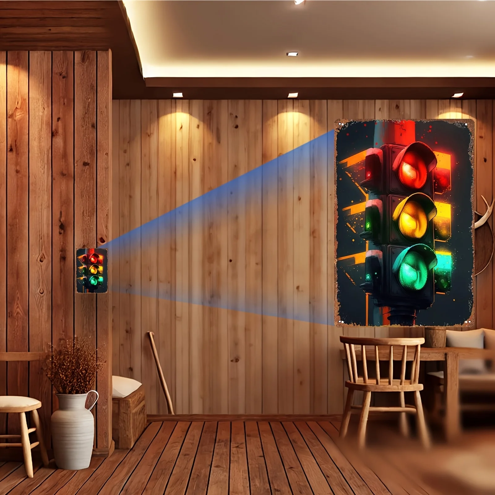 Retro 2D Flat Traffic Light Tin Sign - Artistic Aluminum Wall Decor for Home & Office, Ideal Valentine's Gift