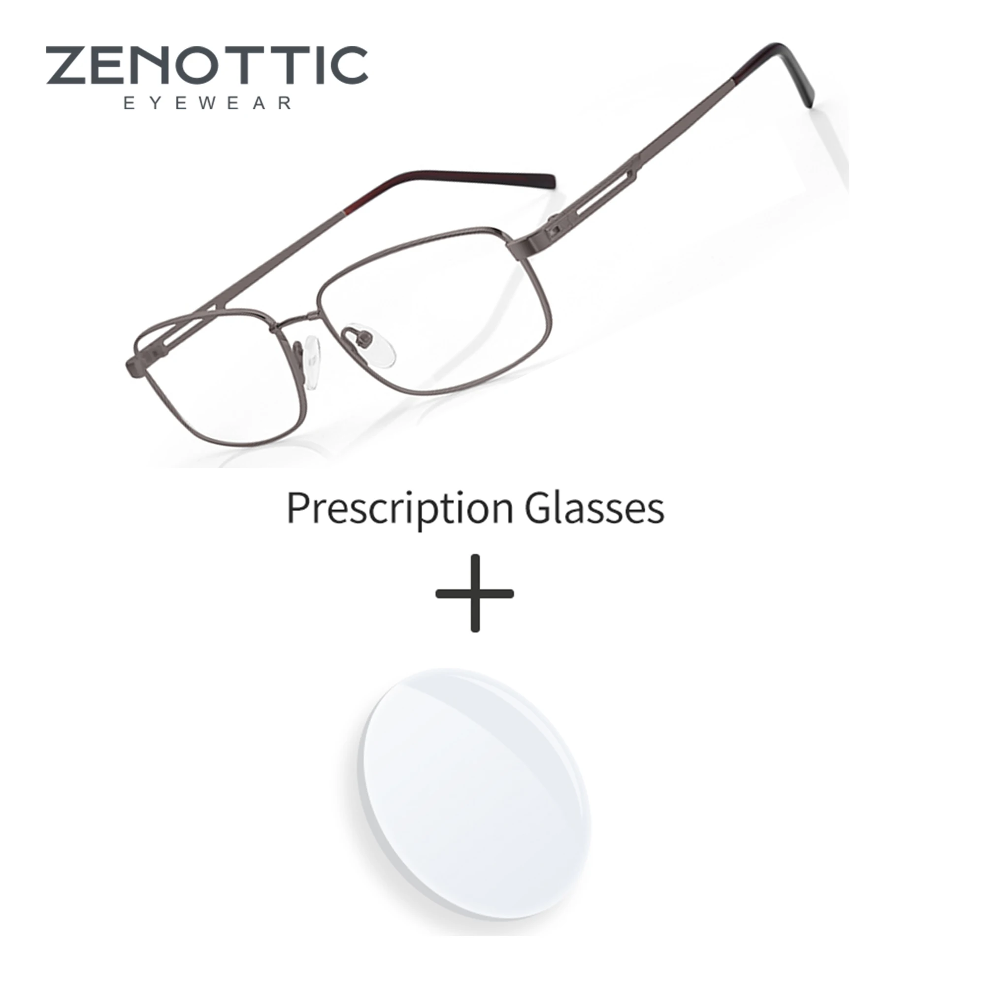 

ZENOTTIC Ultralight Memory Metal Glasses Flexible Fit Prescription Rectangle Lenses Adaptive Frame For All Day