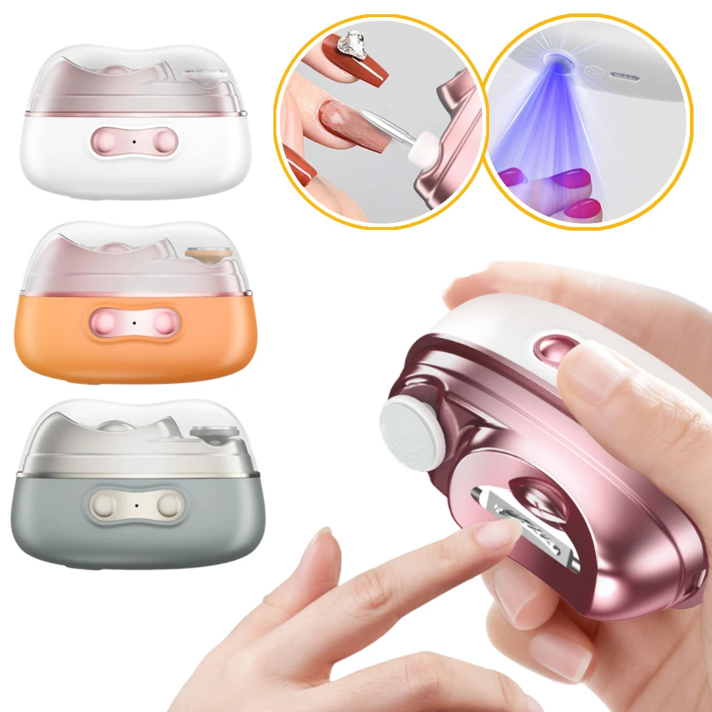 Automatic 4 in 1 Electric Nail Cutter with LED & UV Light Nail Trimmer Polishing Grinding Professional Manicure Pedicure Kit