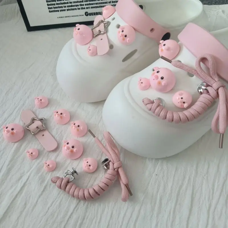 

Pink Round Pig Series Cute Adornment for Clogs Sandals Lovely Footwear Decoration DIY Ins Popular Funny Kids Boys Girls Gifts