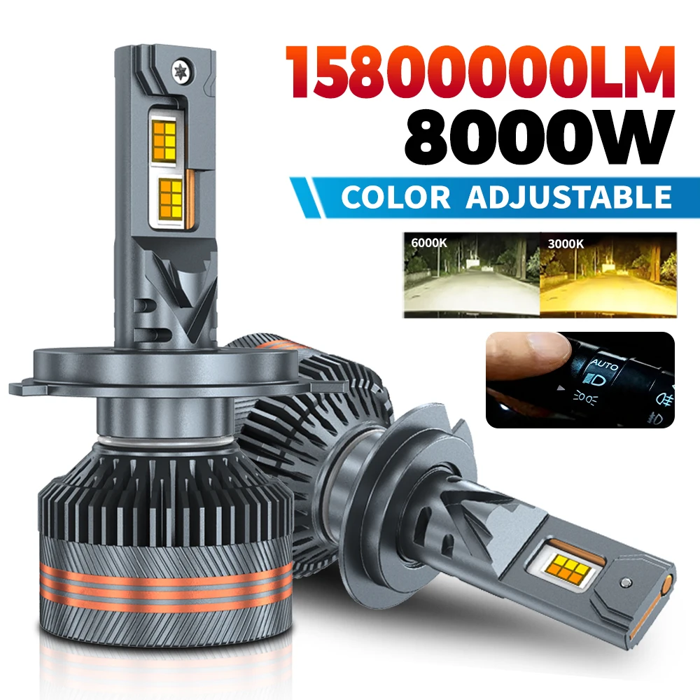 

H7 H4 LED Headlight Control Color 8000W H1 H3 H8 H11 9005 9006 HB3 HB4 9012 6000K 3000K Auto Bulbs LED Lights for Car Headlights