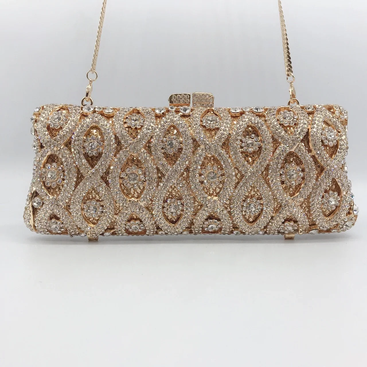 

XIYUAN Gold Color White Diamond Luxury Crystal Women Evening Bags And Clutches Clutch Handbag Female Bridal Wedding Party Purse