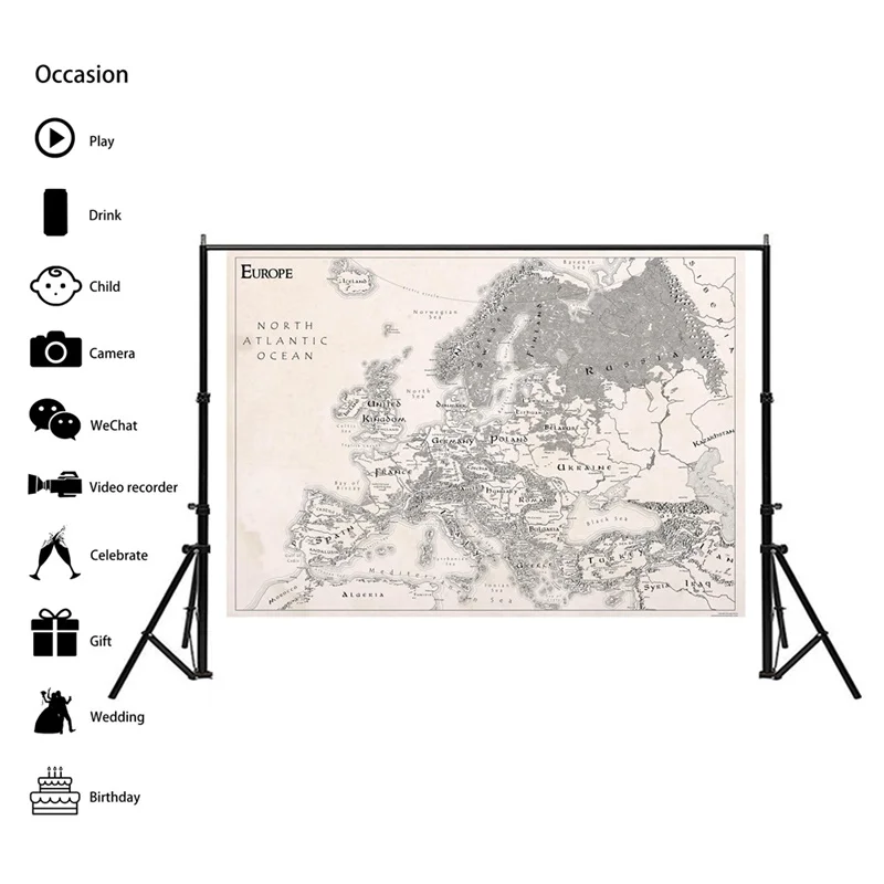84*59 سنتيمتر خريطة أوروبا Vintage يطبع الجدار ملصق فني غير المنسوجة قماش اللوحة غرفة المعيشة ديكور المنزل اللوازم المدرسية