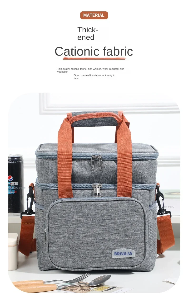 Tragbare Lunchtaschen mit doppelter Schicht, Lebensmittelbox, robuste Camping-Rucksäcke aus Oxford-Gewebe, Kühlbox, große Kapazität, ideal für Picknicks, langlebig, für Grillabende im Freien. – Detail 8