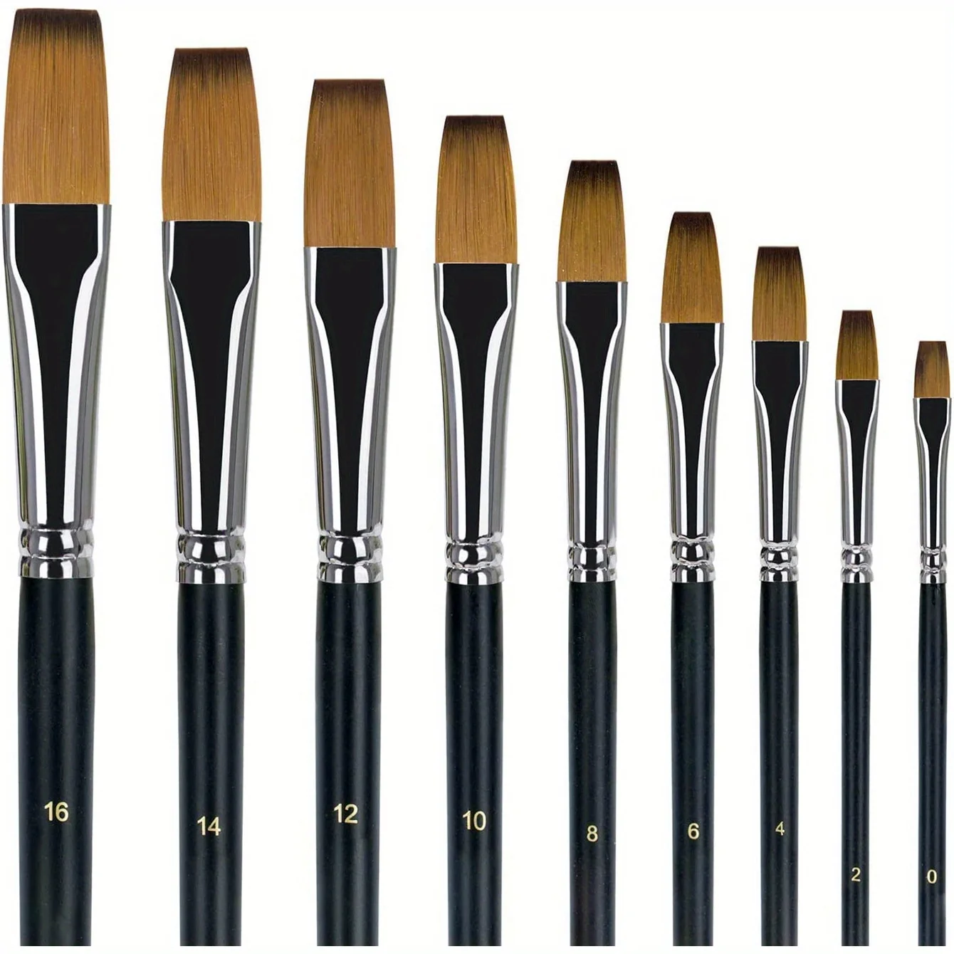 9pcs Synthetic Japanese Nylon Flat Acrylic Paint Brushes For Acrylic Painting Oil Watercolor Gouache Face Body Nail Art Painting