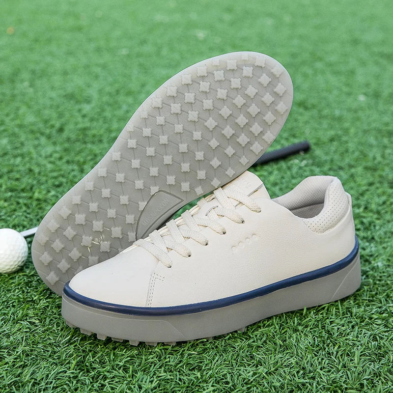 

Fashion White Men's Golf Shoes Outdoor Spikeless Leather Women's Golf Shoes High Quality Low-cut Lace-up Casual Sports Shoes Men