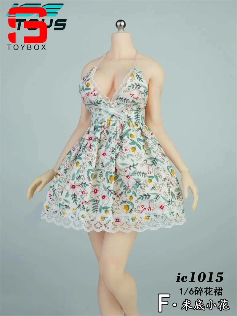 ICE TOYS ic1015 1/6 femme licou imprimé robe profonde V jupe courte vêtements modèle adapté 12 ''soldat figurine corps poupées