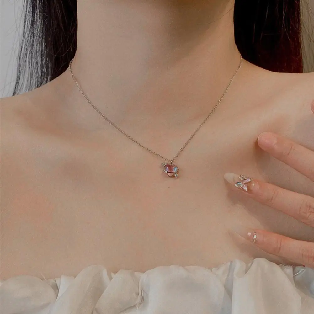 Women Clavicle Chain Necklace Deamy Star Moon Pendant Adjustable with Extended Length Lady Necklace Wedding Travel Neck Jewelry