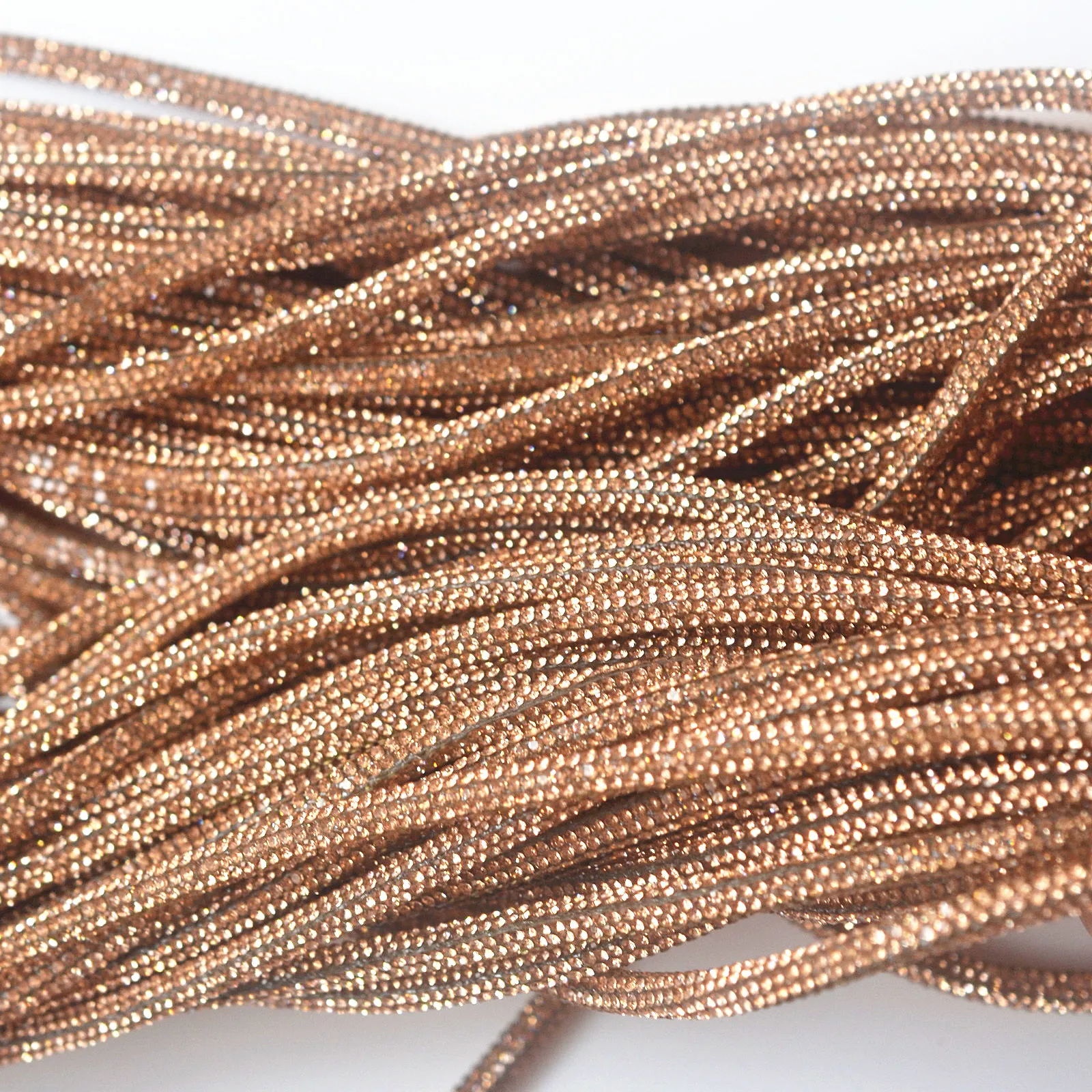 5Yards 2yards Cristal Real Drill Rhinestones String Rope Glitter 6mm Crystal Pipeline Rhinestone Trim in Champagne Peridot