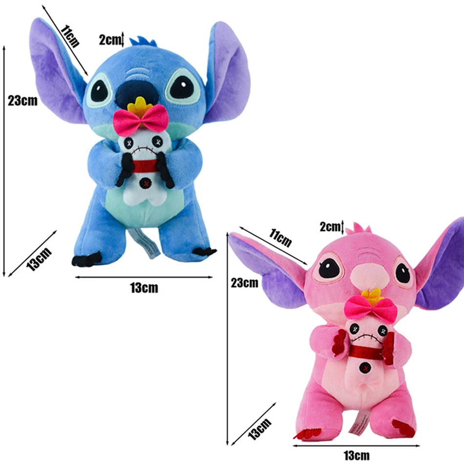 Stitch Angel Plush Toys para crianças, bonecas bonitos do Anime Cartoon, Decoração de carro e mesa presentes de aniversário para crianças, ventilador, 25cm, 18cm, 12,5 cm