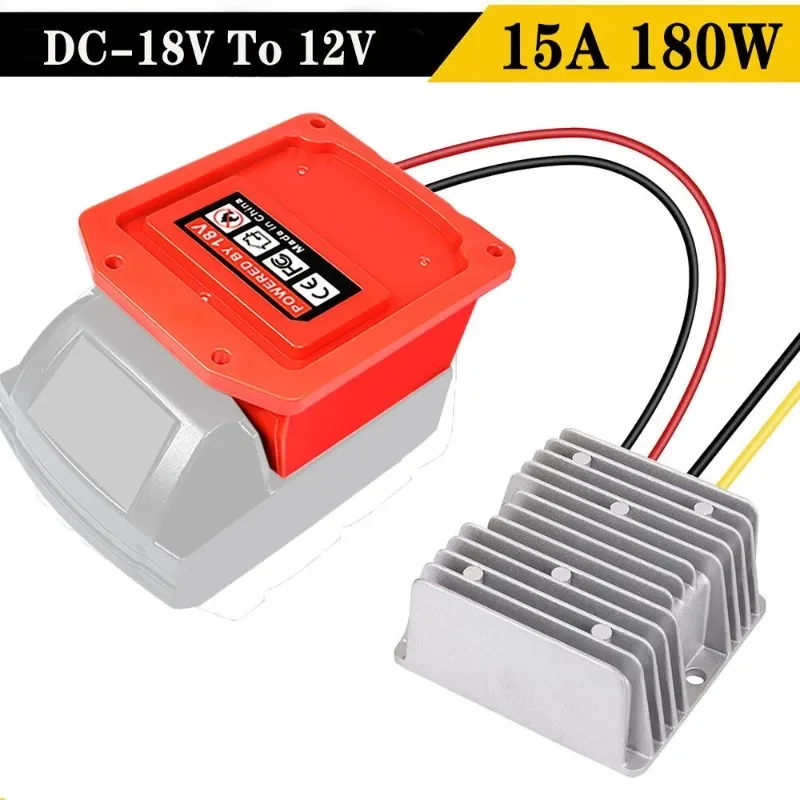 15A 180W Step Down DC Voltage Converter For Milwaukee 18V to 12V Battery Dock Power DIY Adapter Automatic Buck Boost Converter